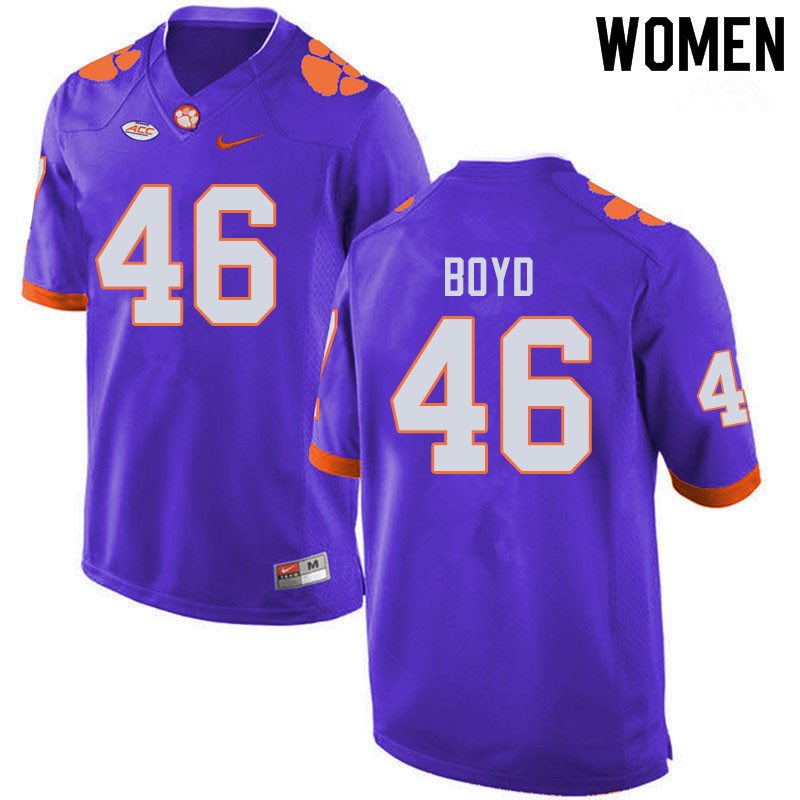 Women #46 John Boyd Clemson Tigers College Football Jerseys Sale-Purple